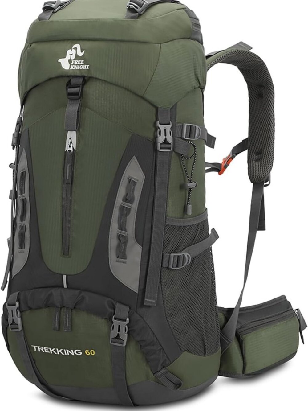 60L Waterproof Hiking Backpack with Rain Cover - Large Capacity Outdoor Daypack